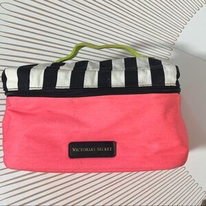 Victoria's Secret Pink and Black Striped Cosmetic Bag